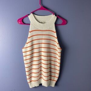 Versona sleeveless white and orange stripe cotton sweater